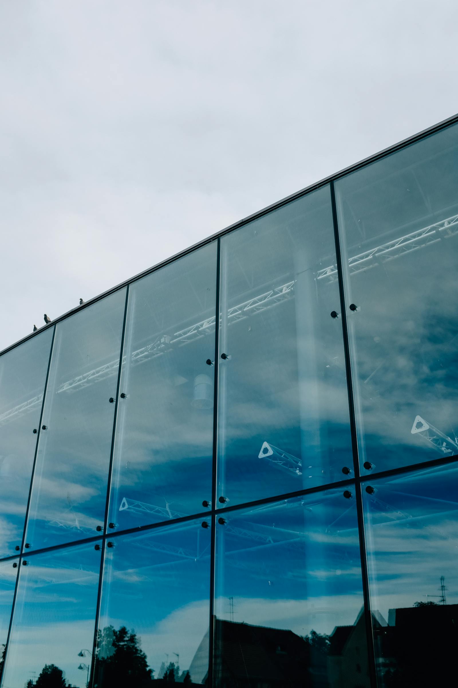 Contemporary office building with full-height glass facade