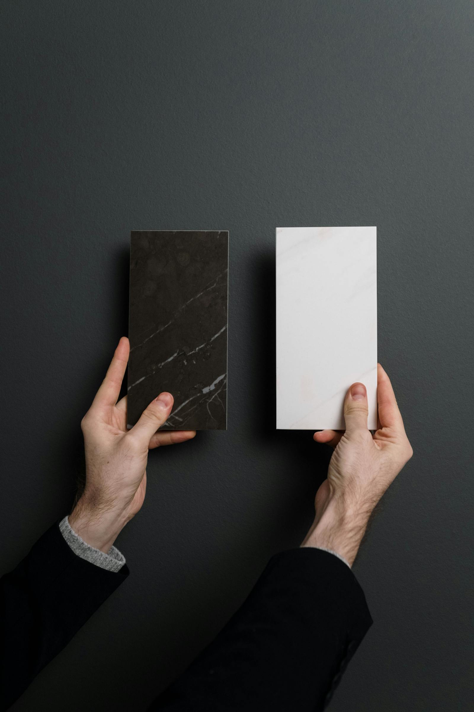 Marble and stone tile samples for interior selection