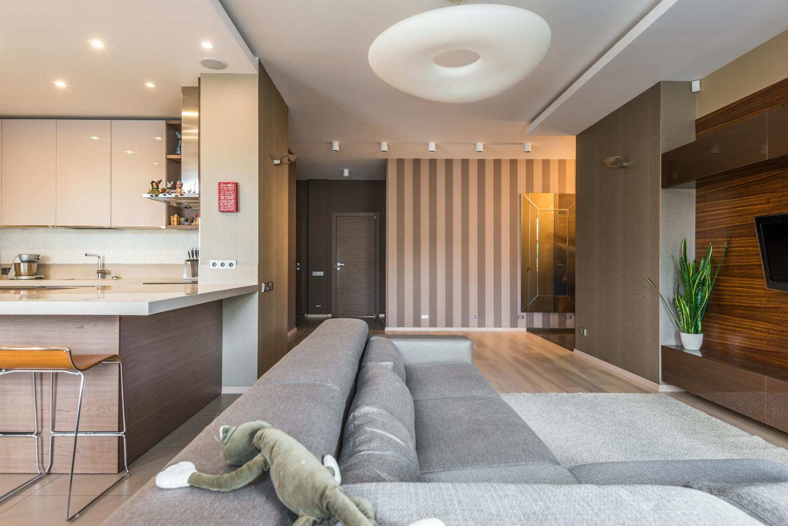 Spacious open-plan living room with minimalist layout